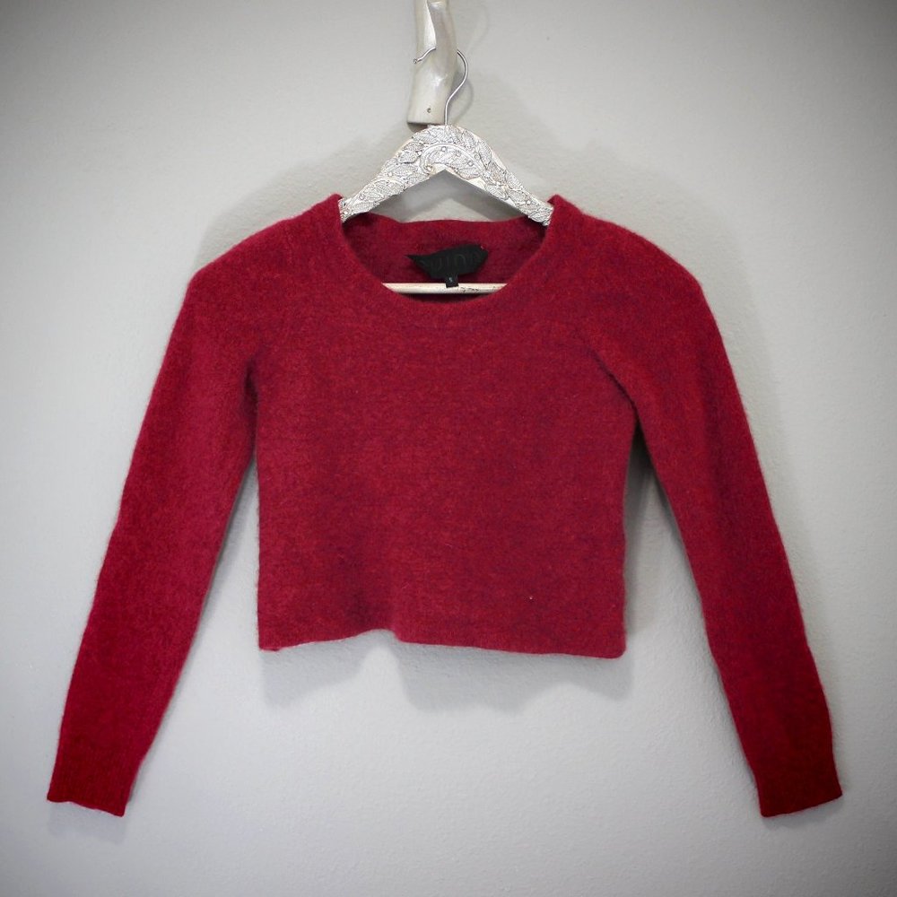 Soft Rust Red 100% Cashmere Felted Crop Sweater SMALL
